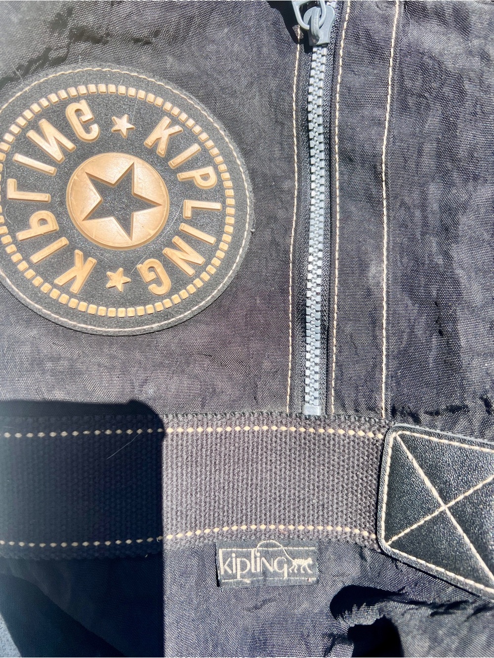 Kipling Black Canvas Duffel Bag with Contrast Stitching - Picture 3 of 7